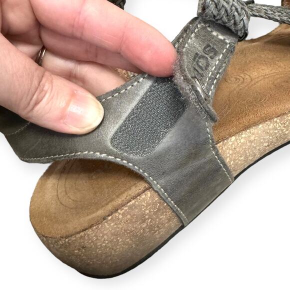 Taos Gray Leather Trulie Cushioned Adjustable Cork Sandals Women's US10 EU41 - Picture 5 of 10